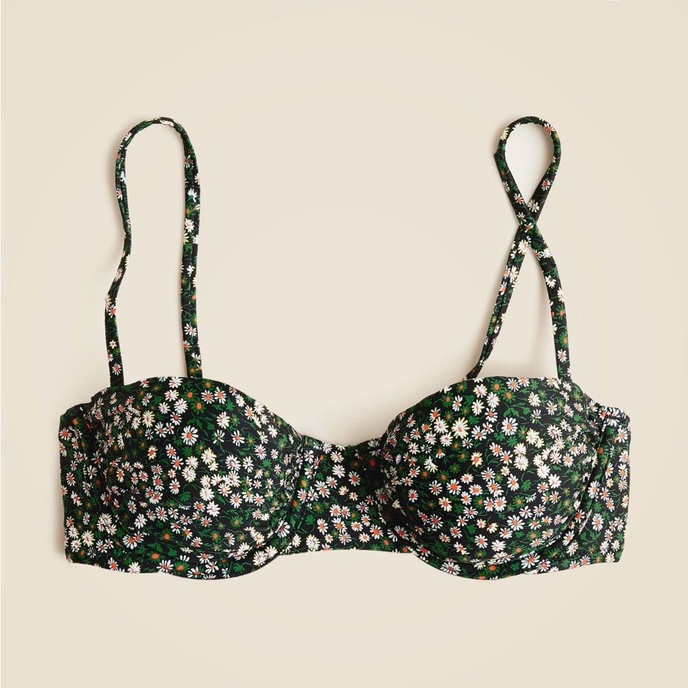 J. Crew Black Floral Women's Bikini Top